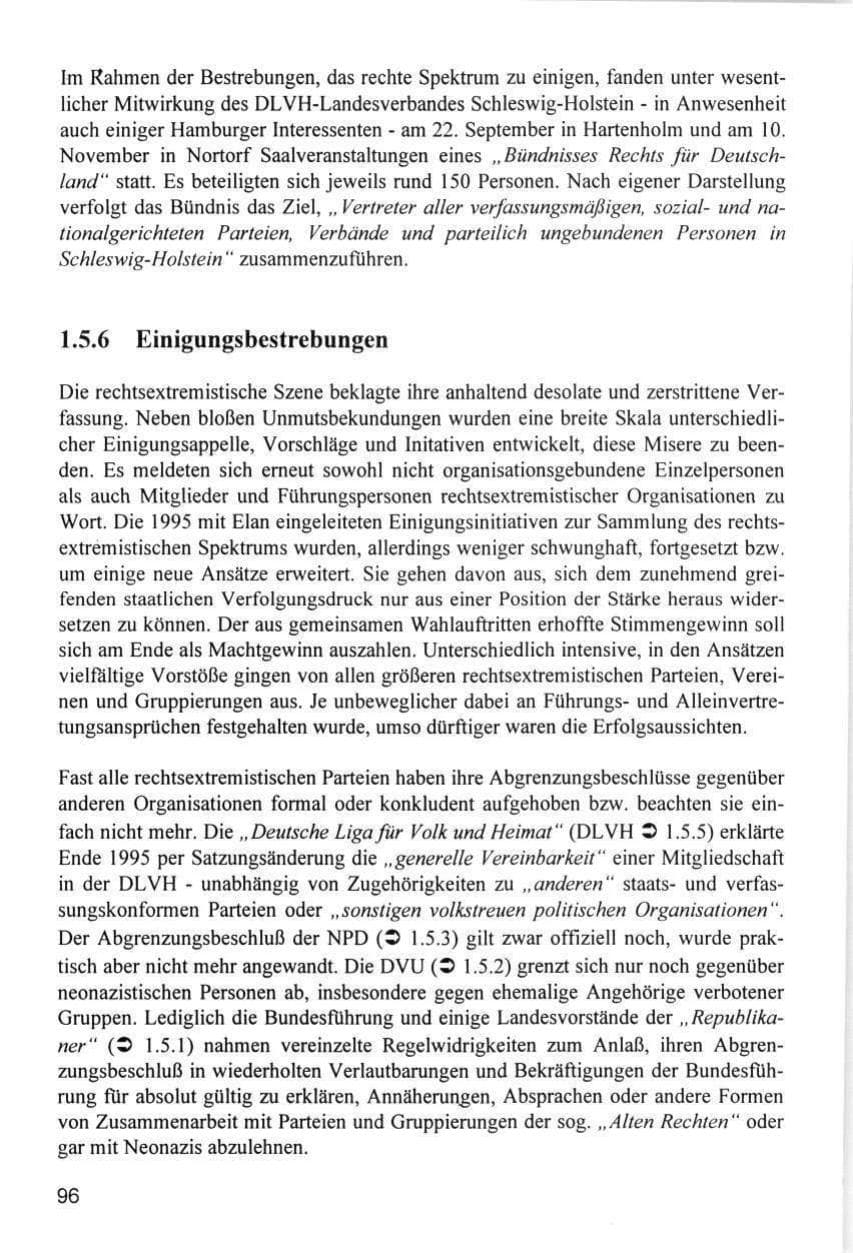 Seite 96 des Verfassungsschutzbericht 1996 Hamburg