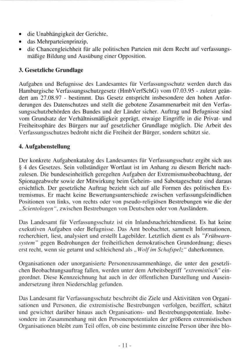 Seite 11 des Verfassungsschutzbericht 1997 Hamburg