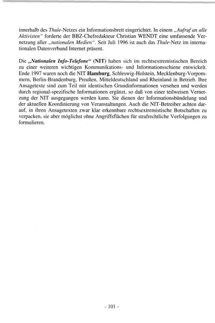 Seite 101 des Verfassungsschutzbericht 1997 Hamburg