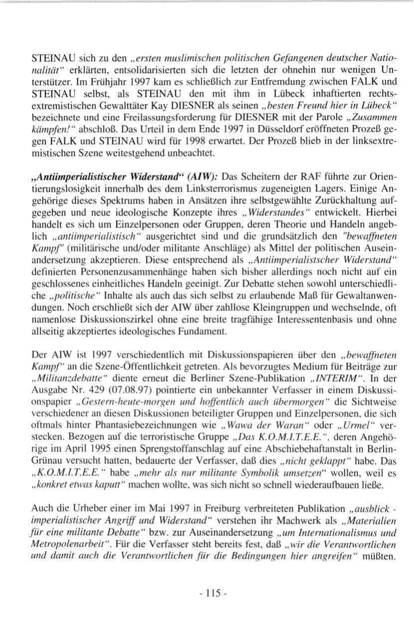 Seite 115 des Verfassungsschutzbericht 1997 Hamburg