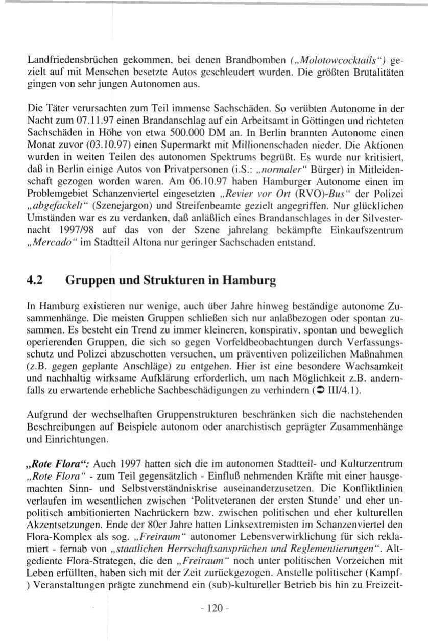 Seite 120 des Verfassungsschutzbericht 1997 Hamburg