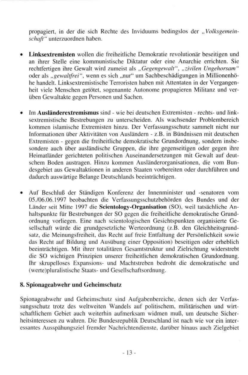 Seite 13 des Verfassungsschutzbericht 1997 Hamburg