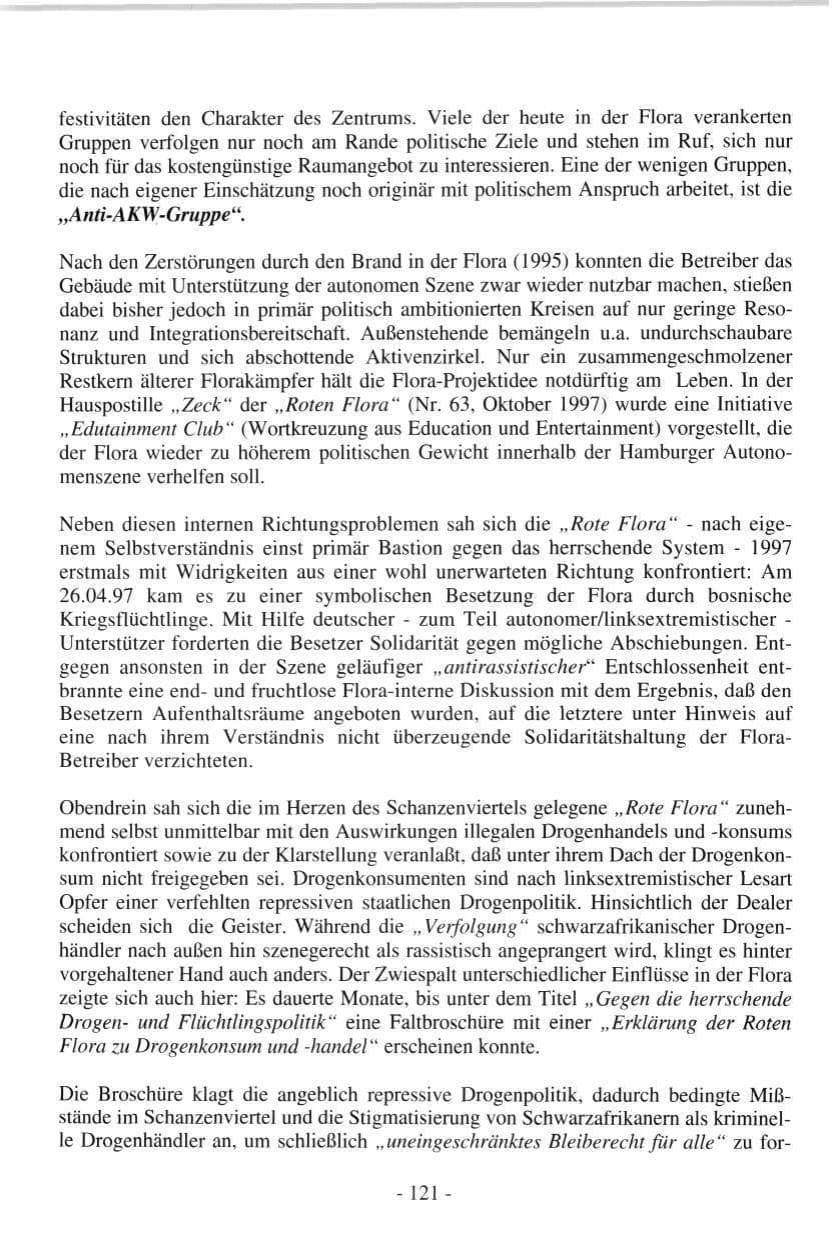 Seite 121 des Verfassungsschutzbericht 1997 Hamburg