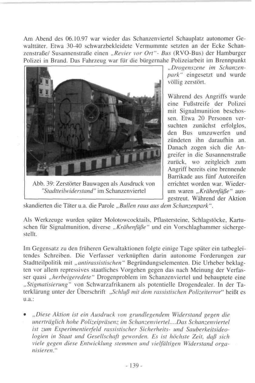 Seite 139 des Verfassungsschutzbericht 1997 Hamburg