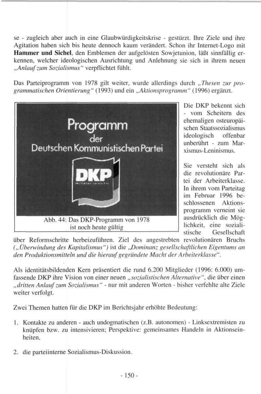 Seite 150 des Verfassungsschutzbericht 1997 Hamburg