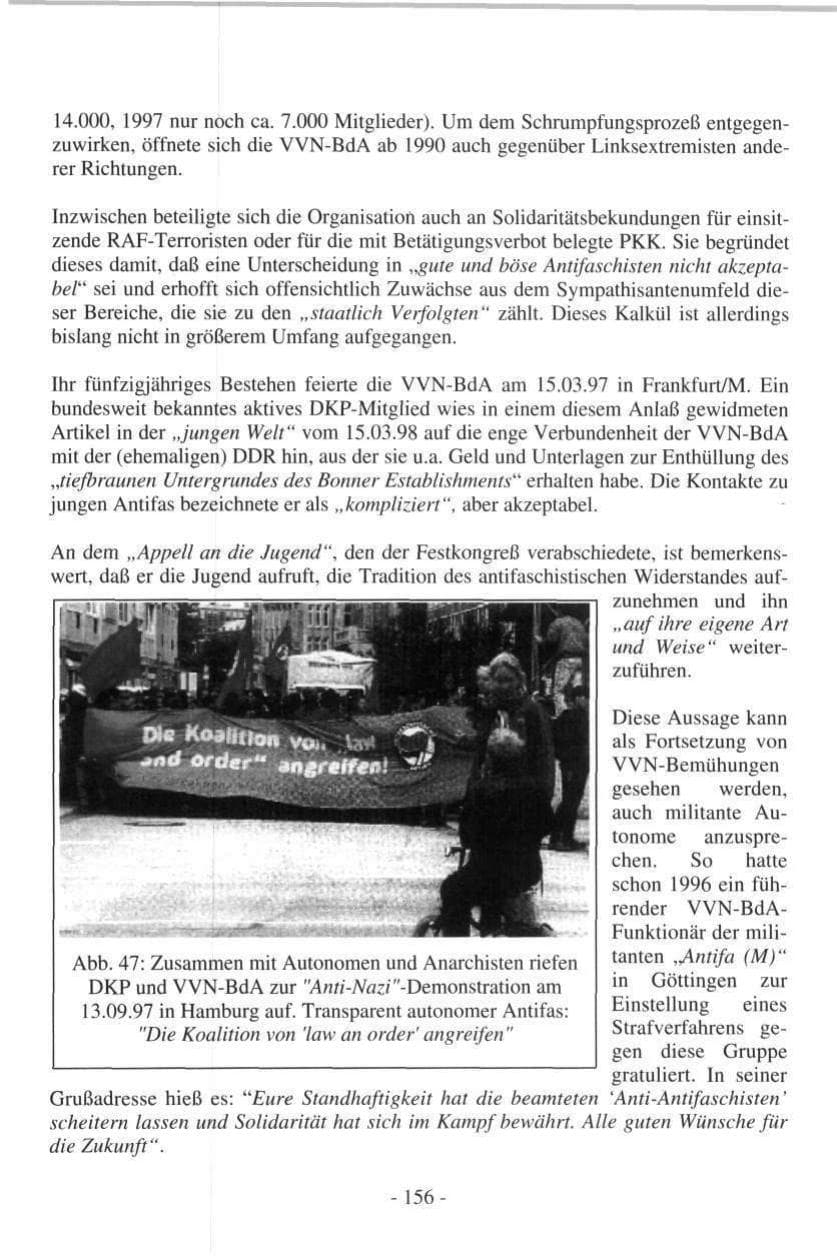 Seite 156 des Verfassungsschutzbericht 1997 Hamburg