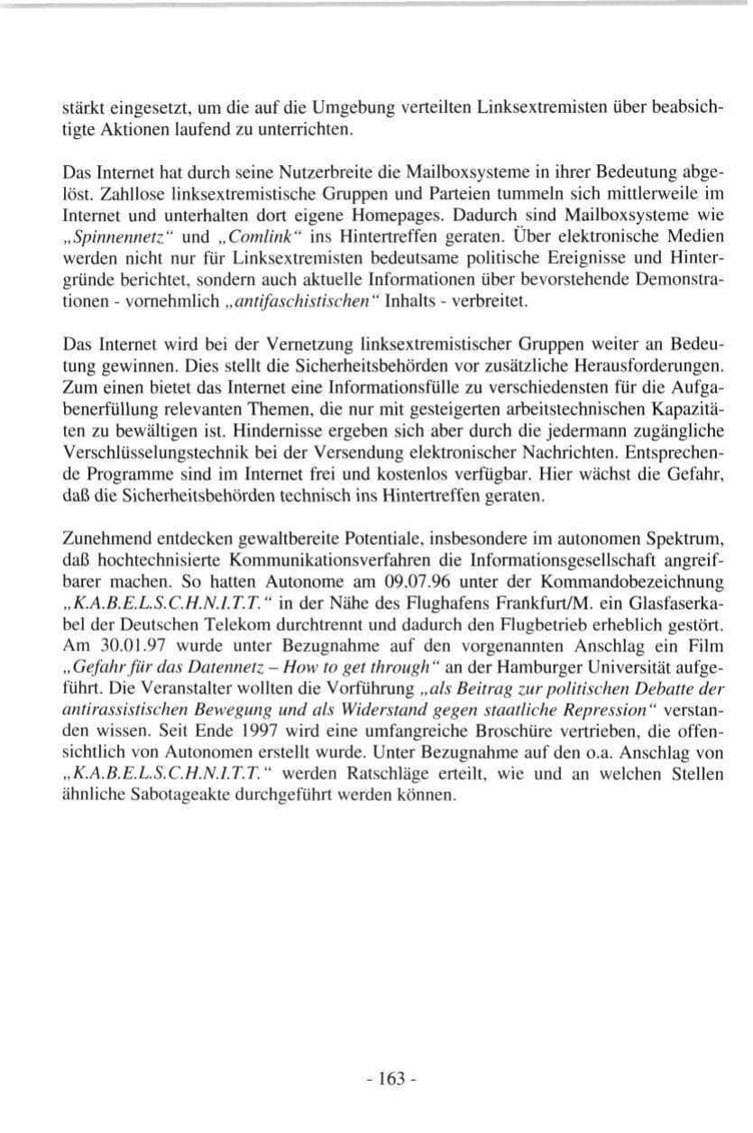 Seite 163 des Verfassungsschutzbericht 1997 Hamburg