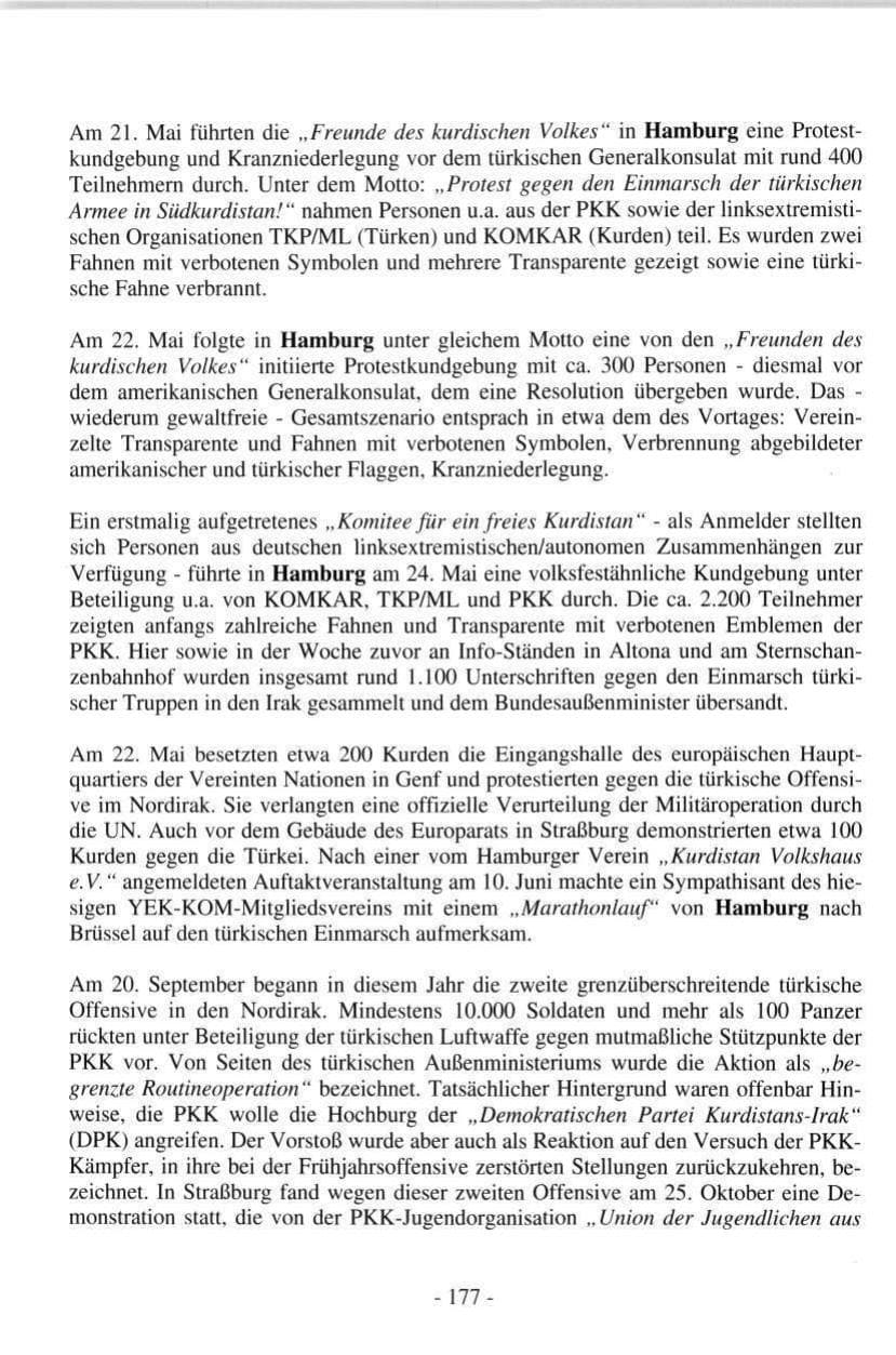 Seite 177 des Verfassungsschutzbericht 1997 Hamburg