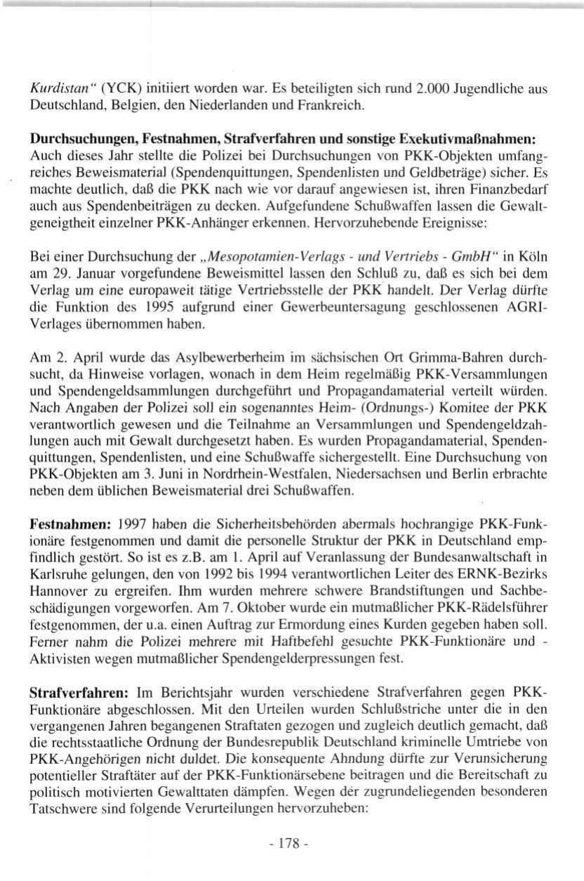 Seite 178 des Verfassungsschutzbericht 1997 Hamburg