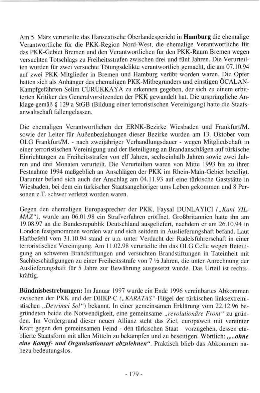 Seite 179 des Verfassungsschutzbericht 1997 Hamburg