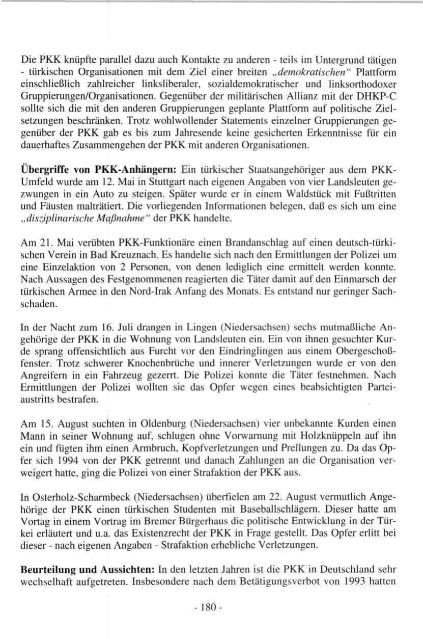 Seite 180 des Verfassungsschutzbericht 1997 Hamburg