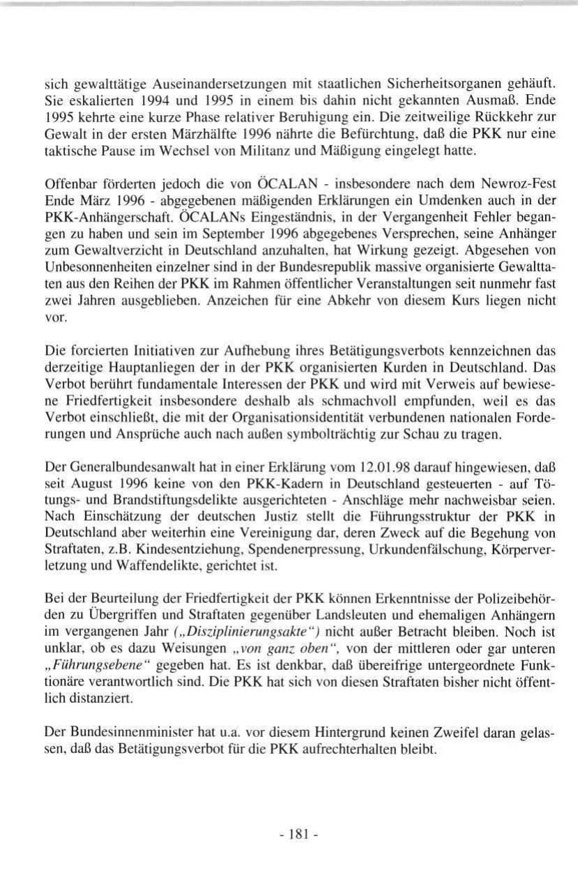 Seite 181 des Verfassungsschutzbericht 1997 Hamburg