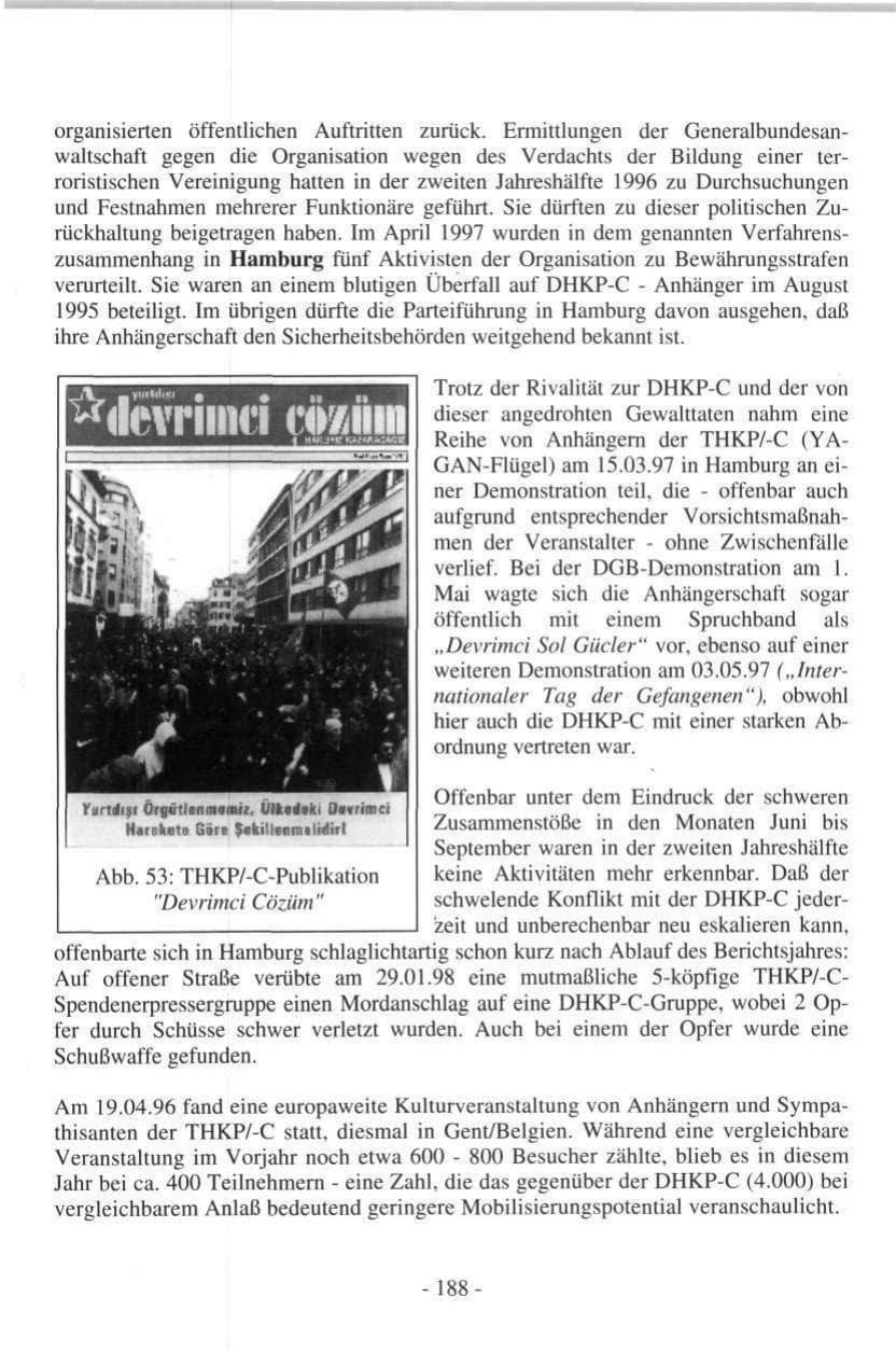 Seite 188 des Verfassungsschutzbericht 1997 Hamburg