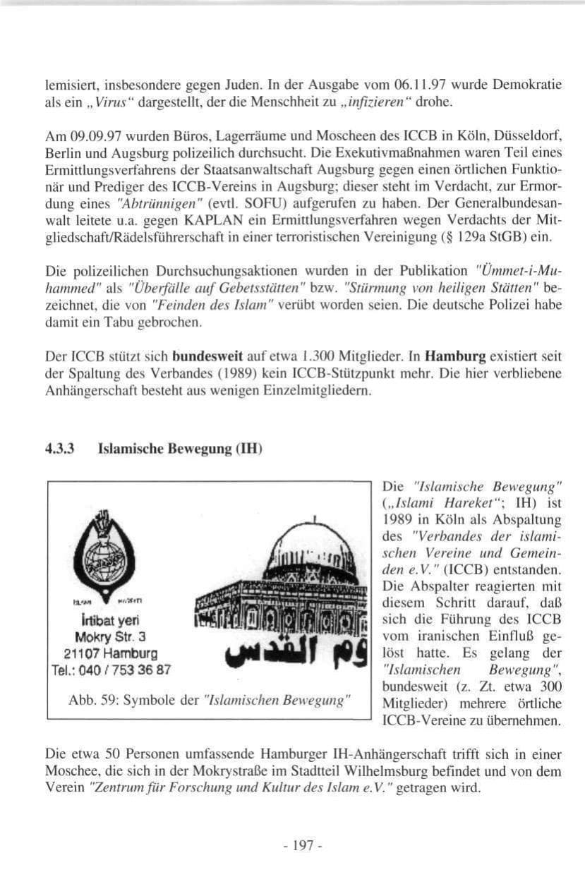 Seite 195 des Verfassungsschutzbericht 1997 Hamburg