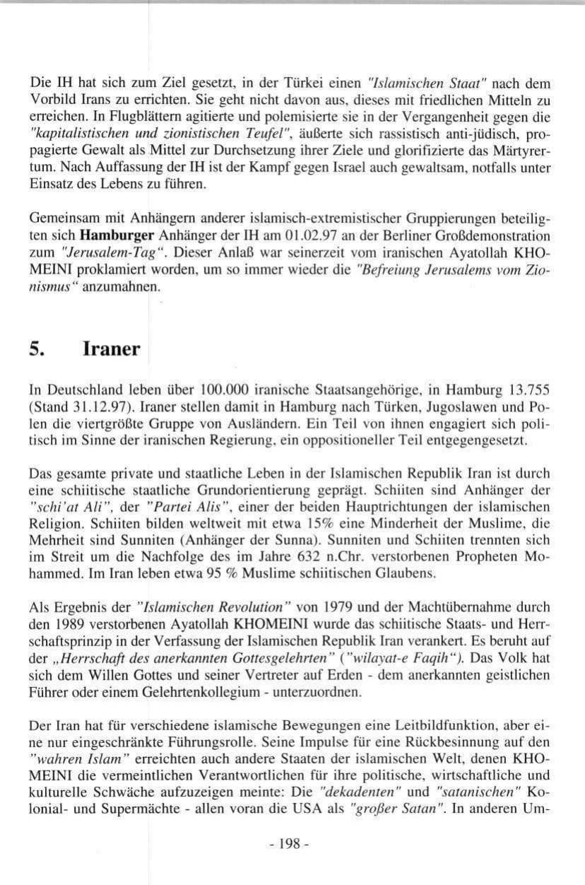Seite 196 des Verfassungsschutzbericht 1997 Hamburg