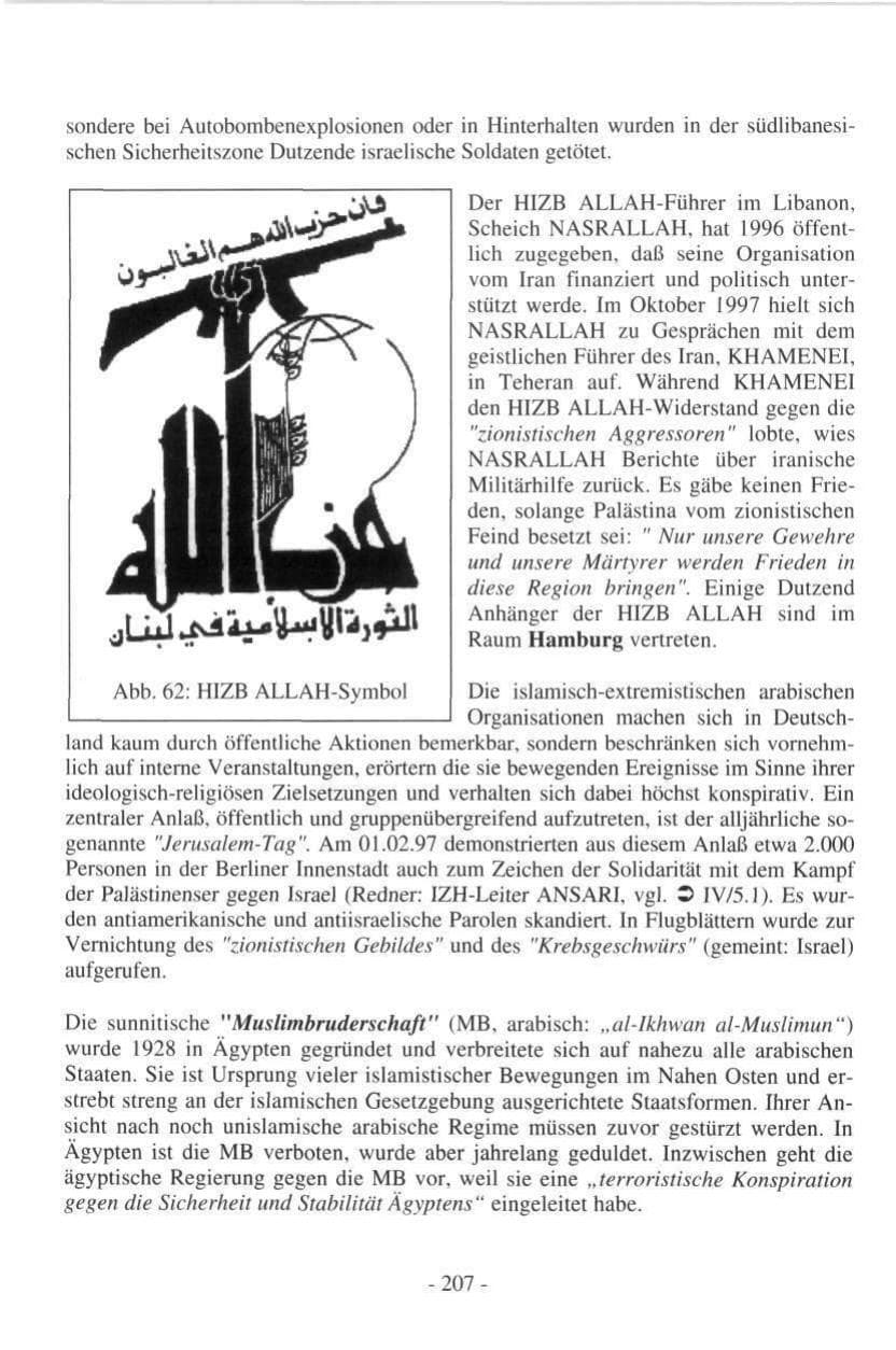 Seite 205 des Verfassungsschutzbericht 1997 Hamburg