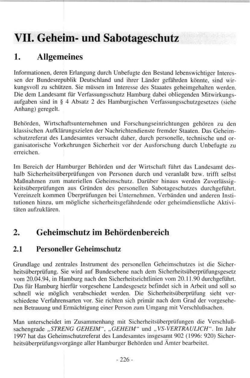 Seite 224 des Verfassungsschutzbericht 1997 Hamburg