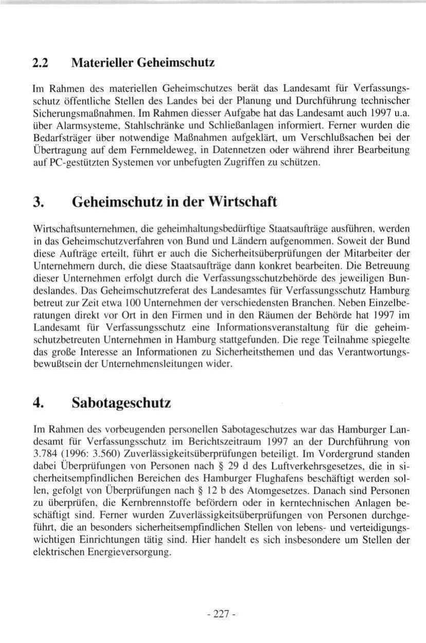 Seite 225 des Verfassungsschutzbericht 1997 Hamburg