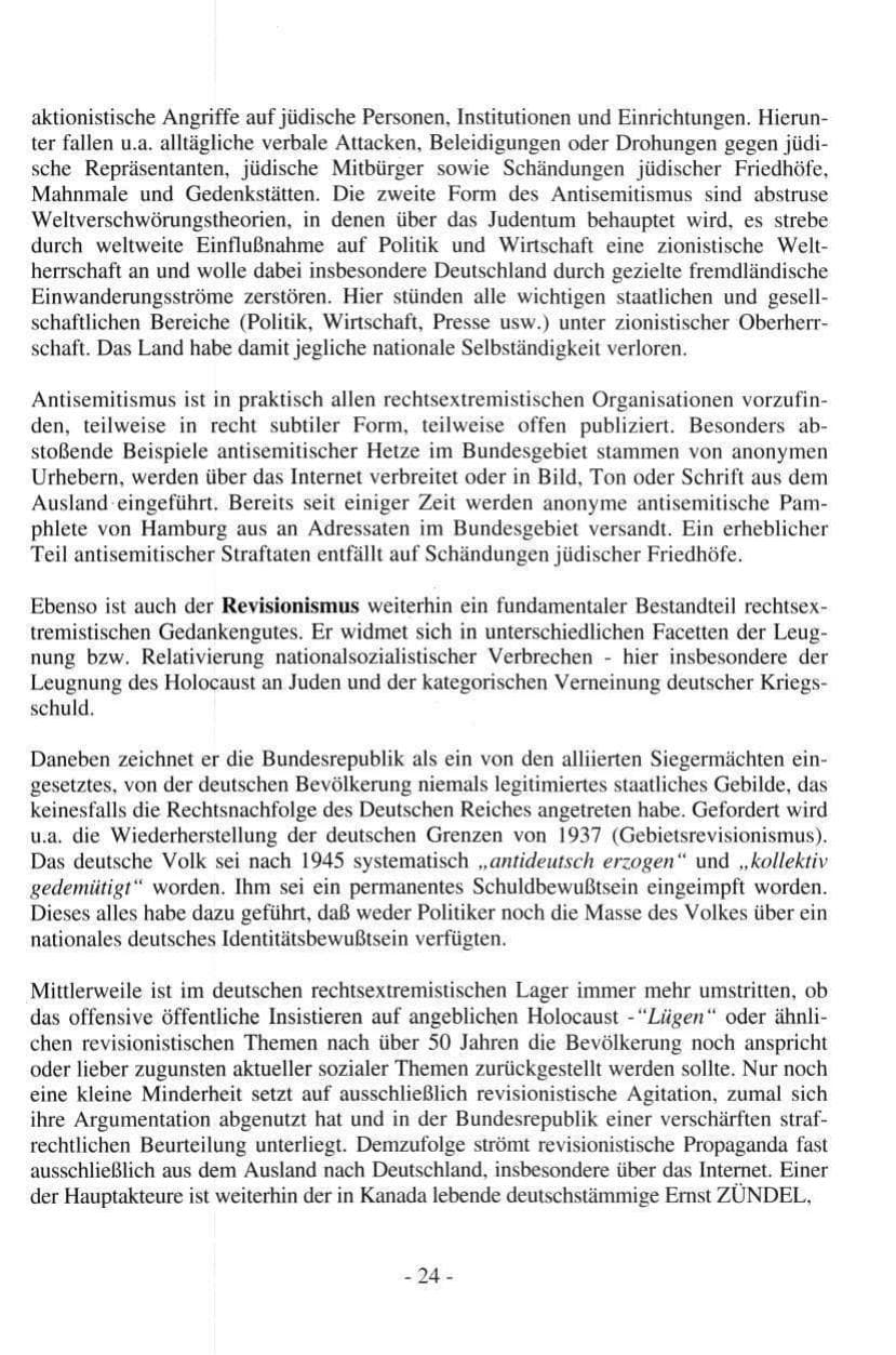 Seite 24 des Verfassungsschutzbericht 1997 Hamburg