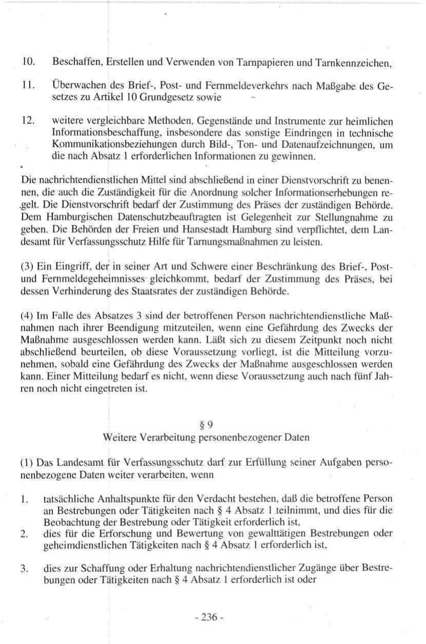 Seite 236 des Verfassungsschutzbericht 1997 Hamburg