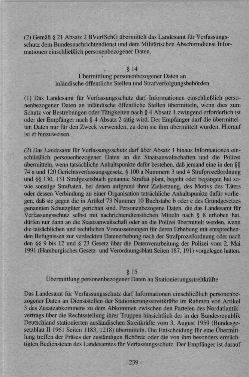 Seite 239 des Verfassungsschutzbericht 1997 Hamburg