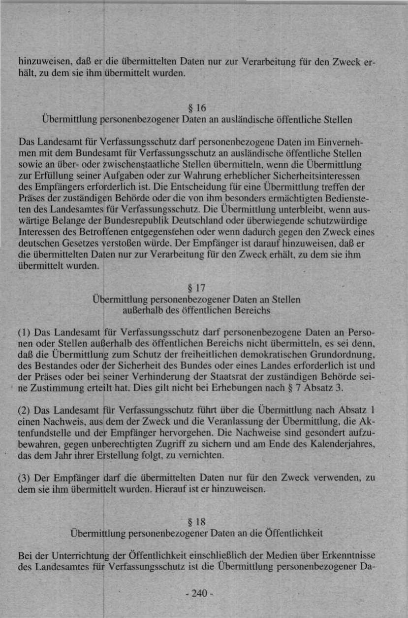 Seite 240 des Verfassungsschutzbericht 1997 Hamburg
