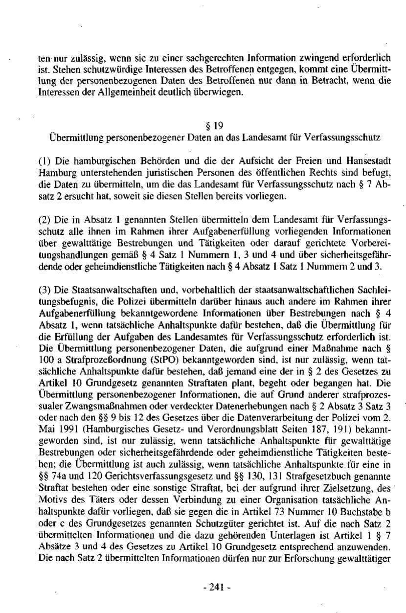 Seite 241 des Verfassungsschutzbericht 1997 Hamburg