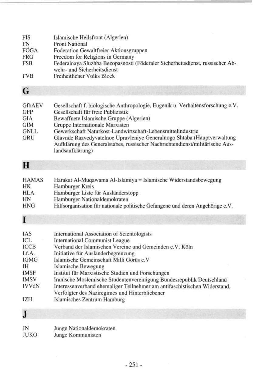 Seite 251 des Verfassungsschutzbericht 1997 Hamburg