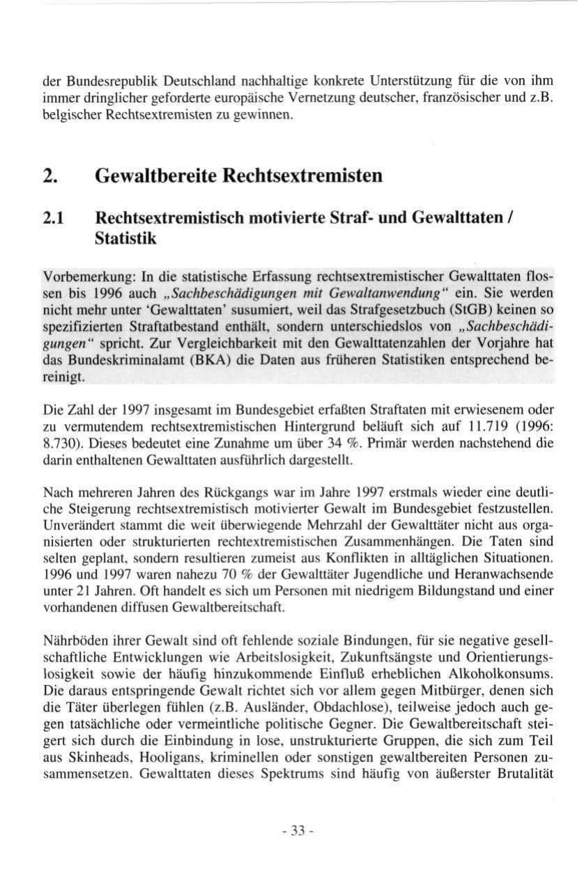 Seite 33 des Verfassungsschutzbericht 1997 Hamburg
