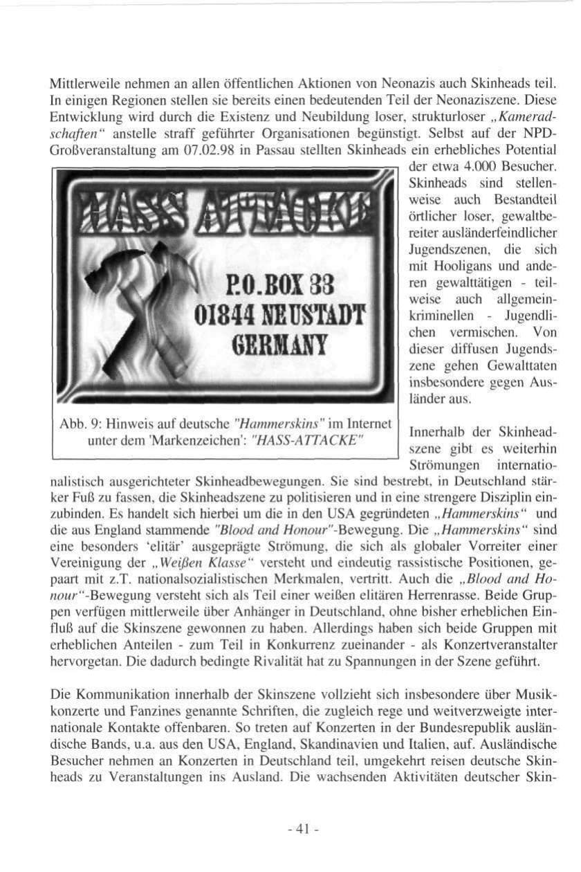 Seite 41 des Verfassungsschutzbericht 1997 Hamburg
