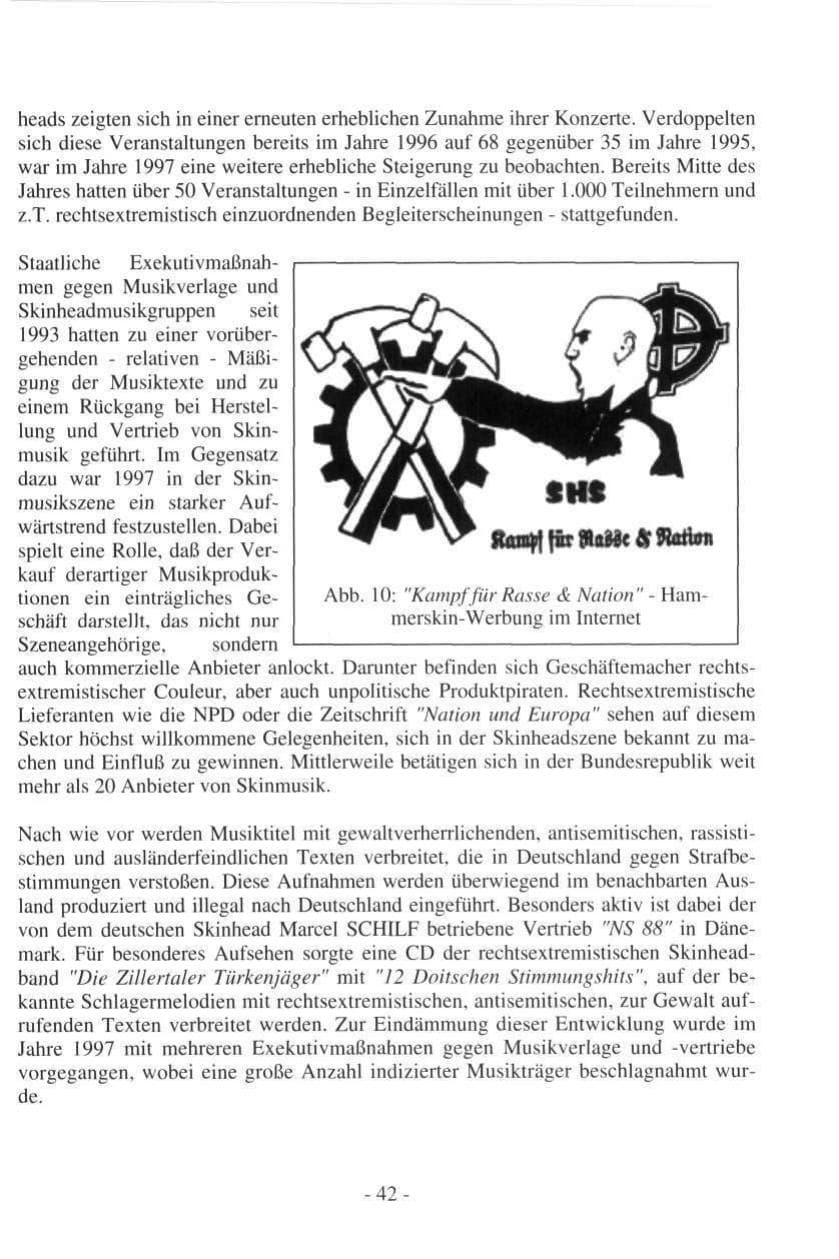 Seite 42 des Verfassungsschutzbericht 1997 Hamburg