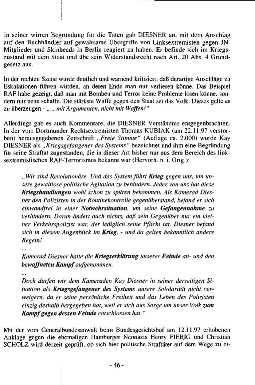 Seite 46 des Verfassungsschutzbericht 1997 Hamburg