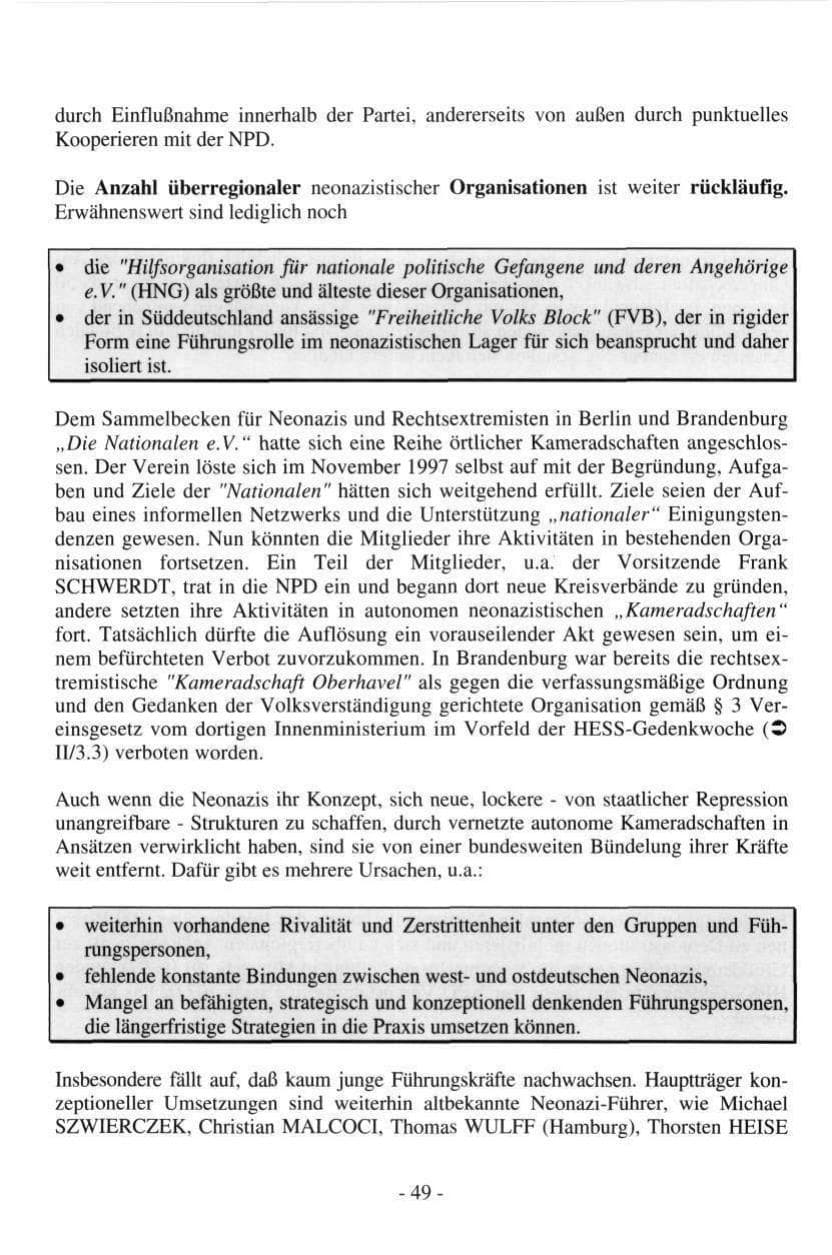 Seite 49 des Verfassungsschutzbericht 1997 Hamburg