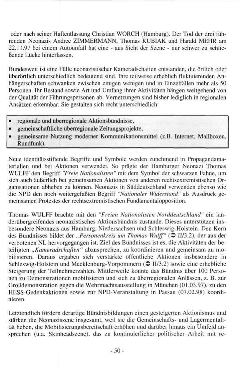 Seite 50 des Verfassungsschutzbericht 1997 Hamburg