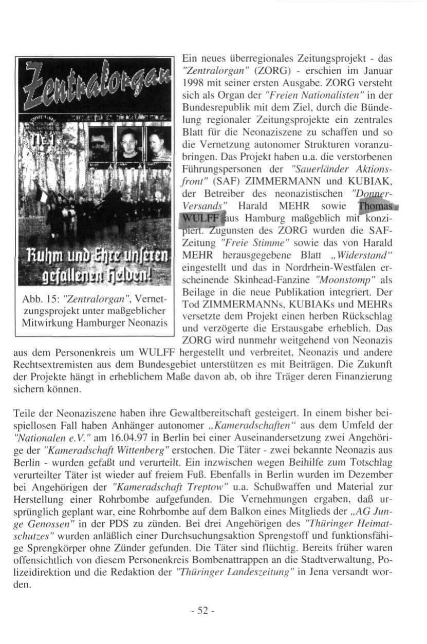 Seite 52 des Verfassungsschutzbericht 1997 Hamburg