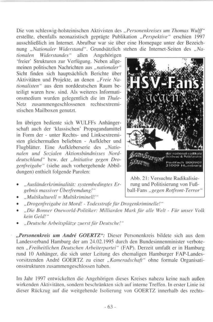 Seite 63 des Verfassungsschutzbericht 1997 Hamburg