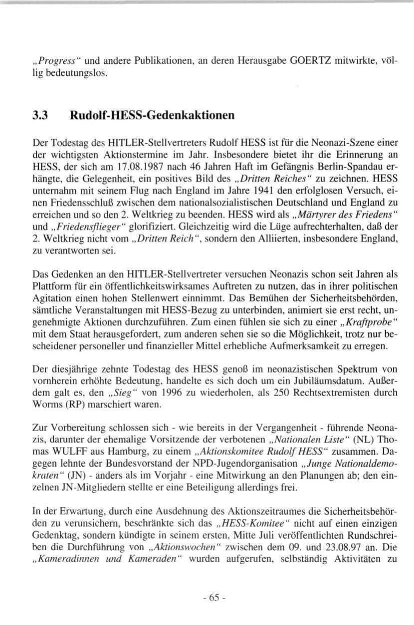 Seite 65 des Verfassungsschutzbericht 1997 Hamburg
