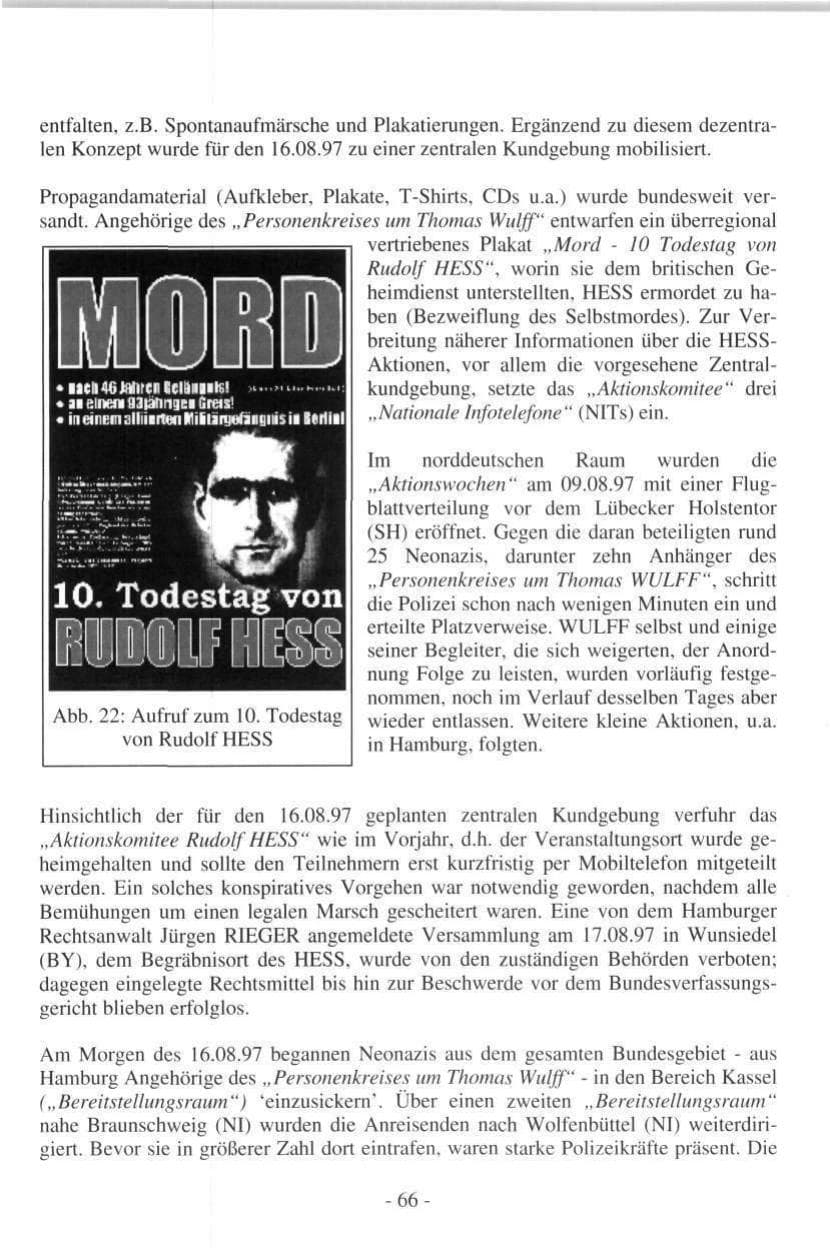 Seite 66 des Verfassungsschutzbericht 1997 Hamburg