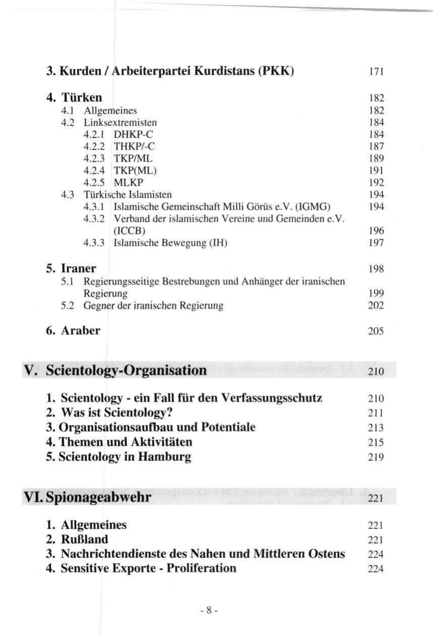 Seite 8 des Verfassungsschutzbericht 1997 Hamburg