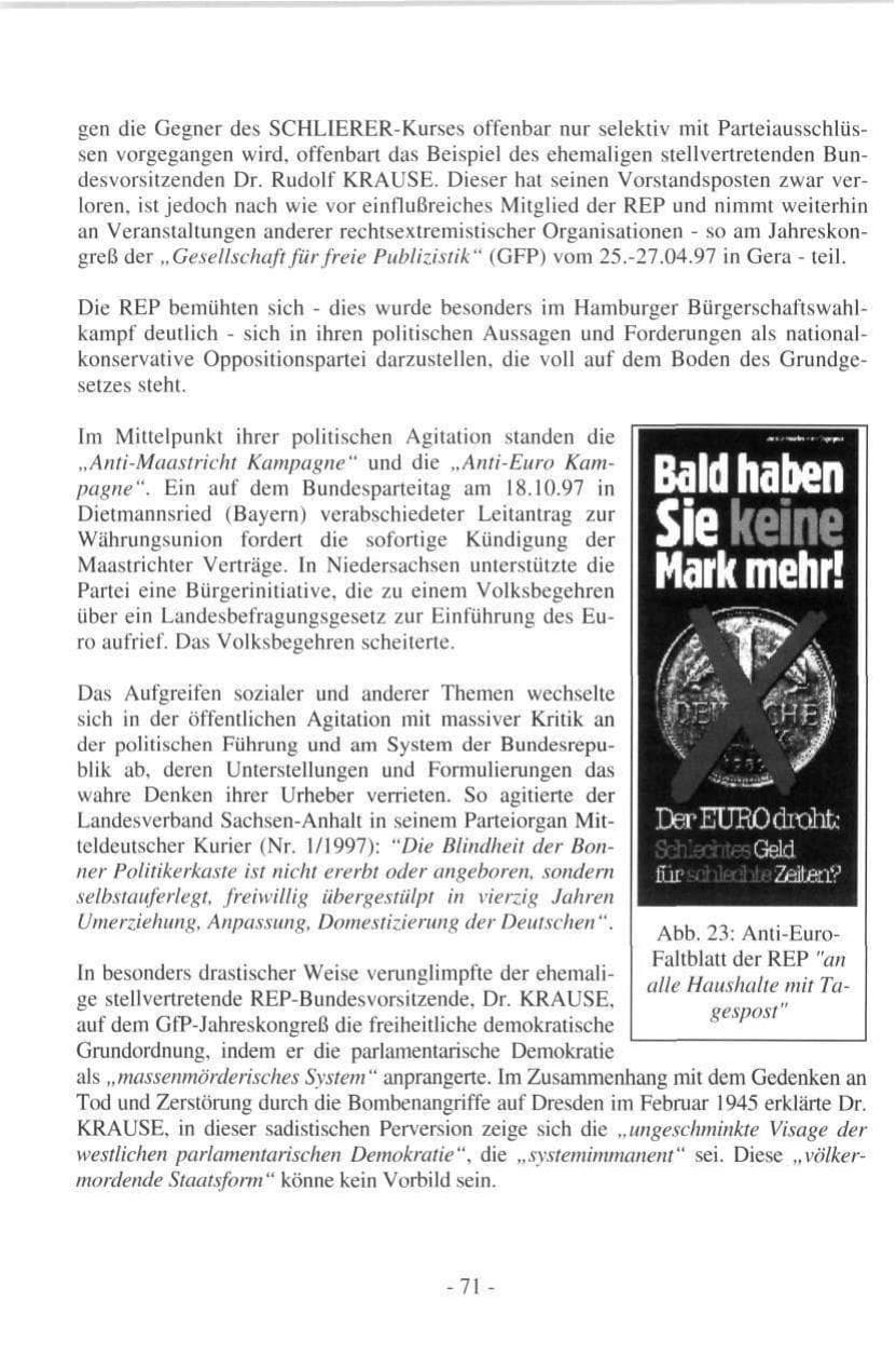 Seite 71 des Verfassungsschutzbericht 1997 Hamburg