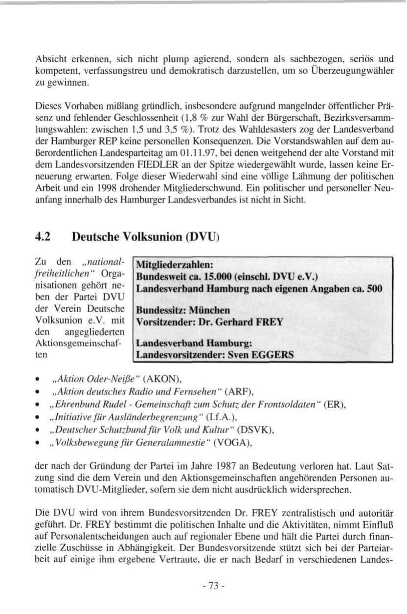 Seite 73 des Verfassungsschutzbericht 1997 Hamburg