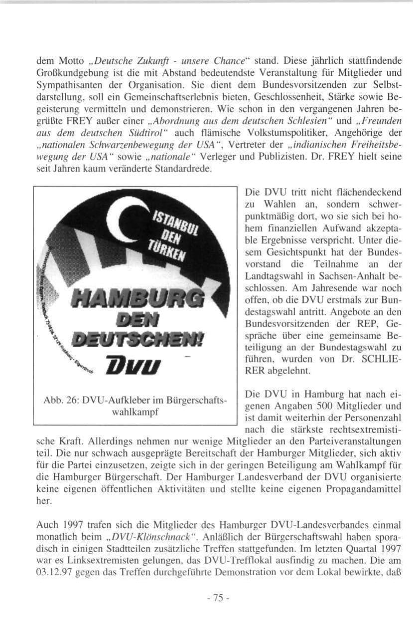 Seite 75 des Verfassungsschutzbericht 1997 Hamburg