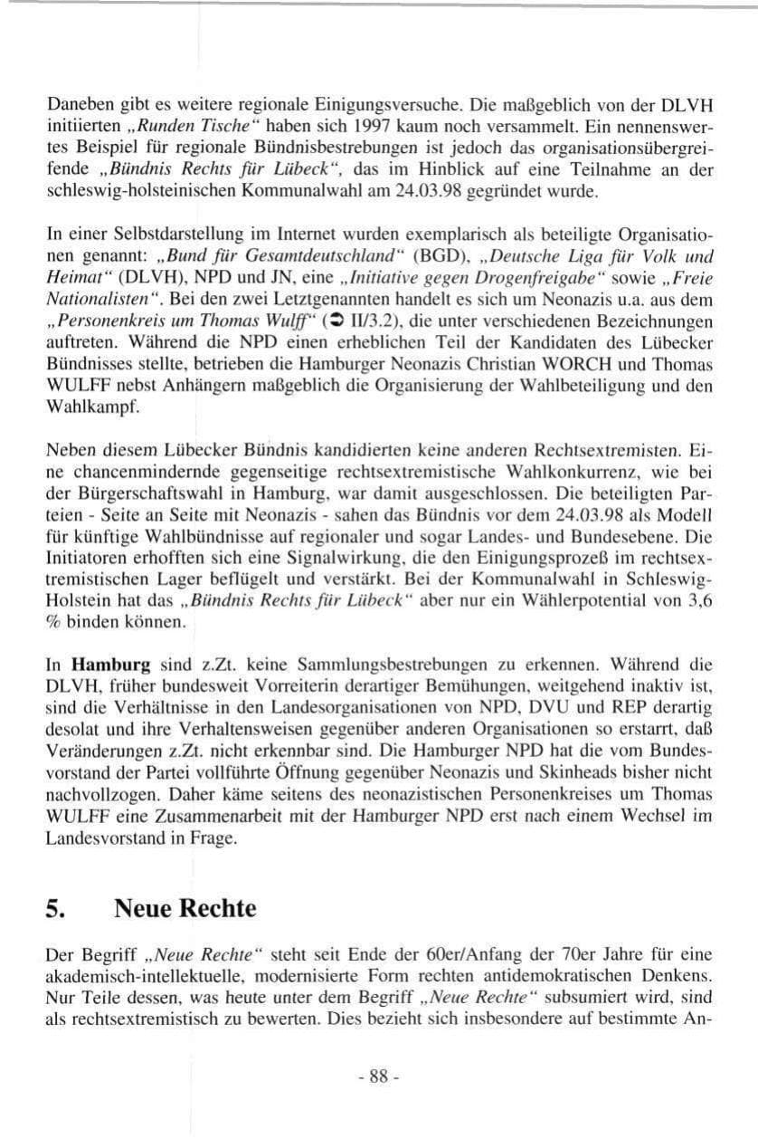 Seite 88 des Verfassungsschutzbericht 1997 Hamburg