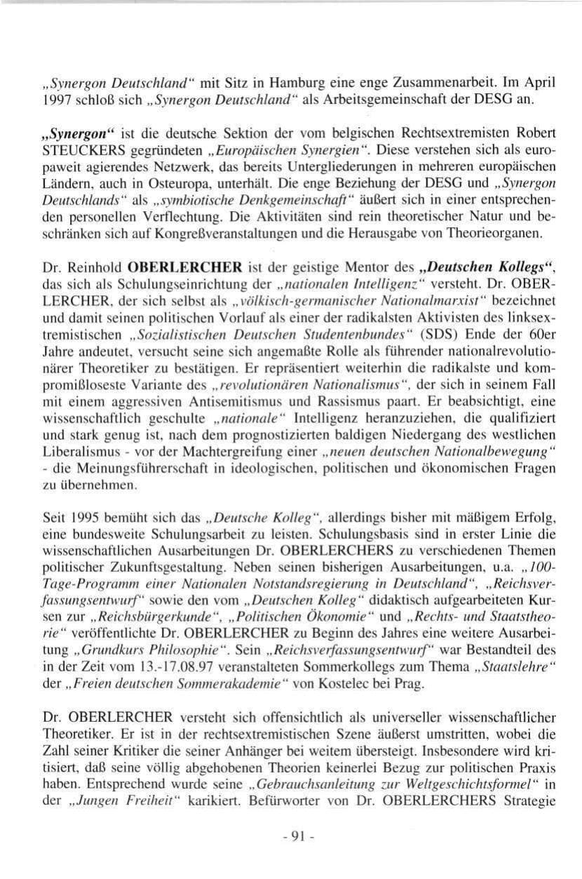 Seite 91 des Verfassungsschutzbericht 1997 Hamburg