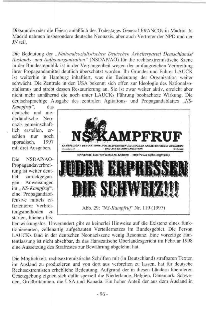 Seite 96 des Verfassungsschutzbericht 1997 Hamburg
