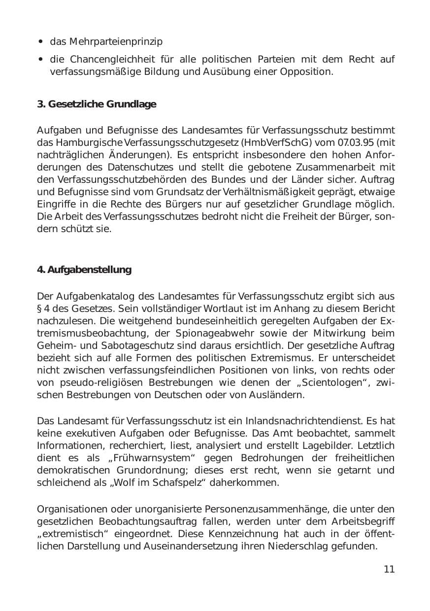 Seite 11 des Verfassungsschutzbericht 1999 Hamburg