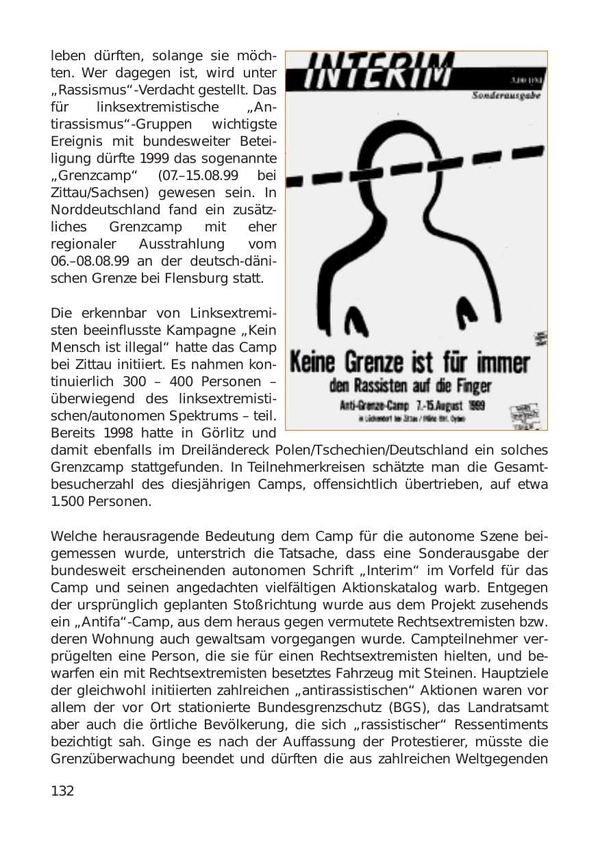 Seite 132 des Verfassungsschutzbericht 1999 Hamburg