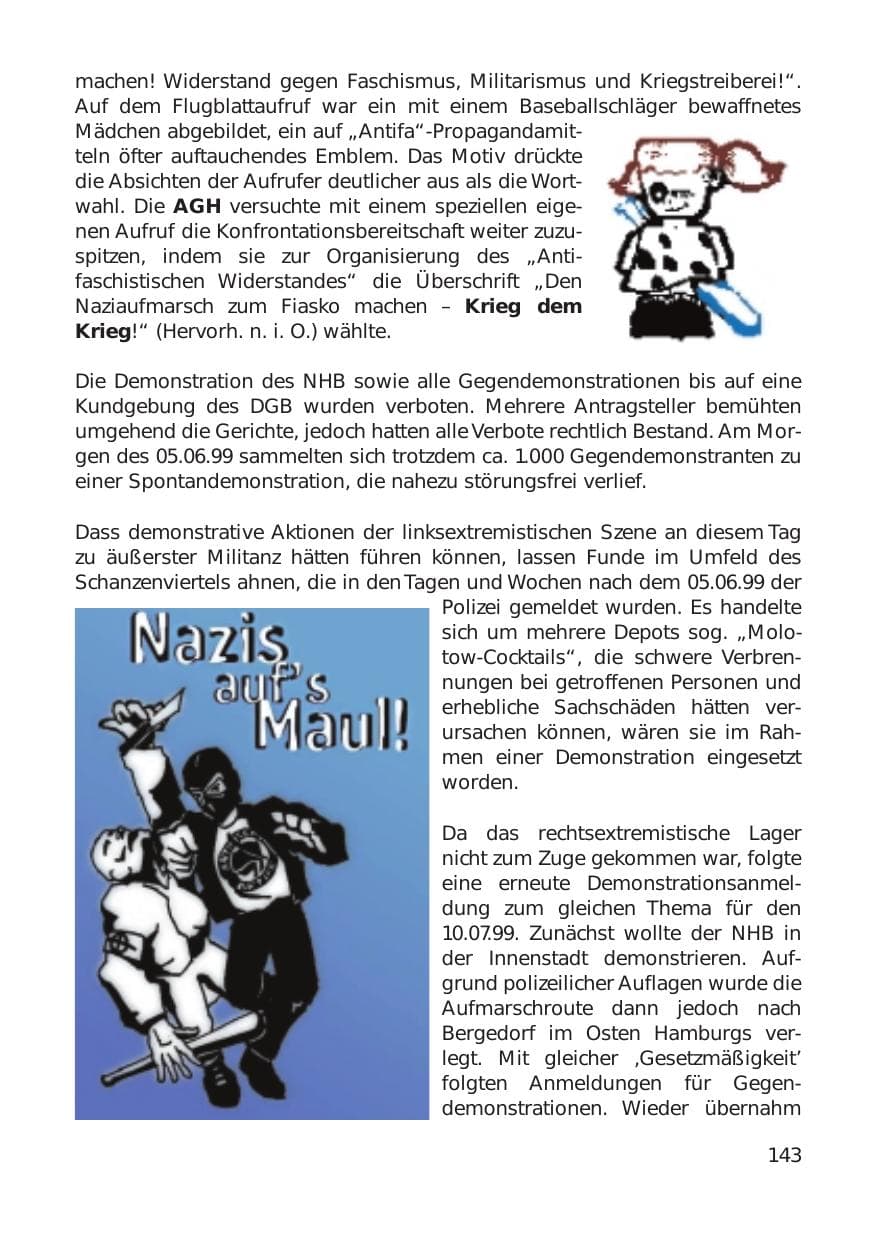 Seite 143 des Verfassungsschutzbericht 1999 Hamburg