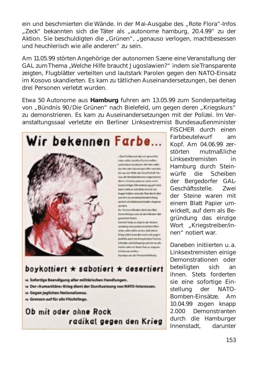 Seite 153 des Verfassungsschutzbericht 1999 Hamburg