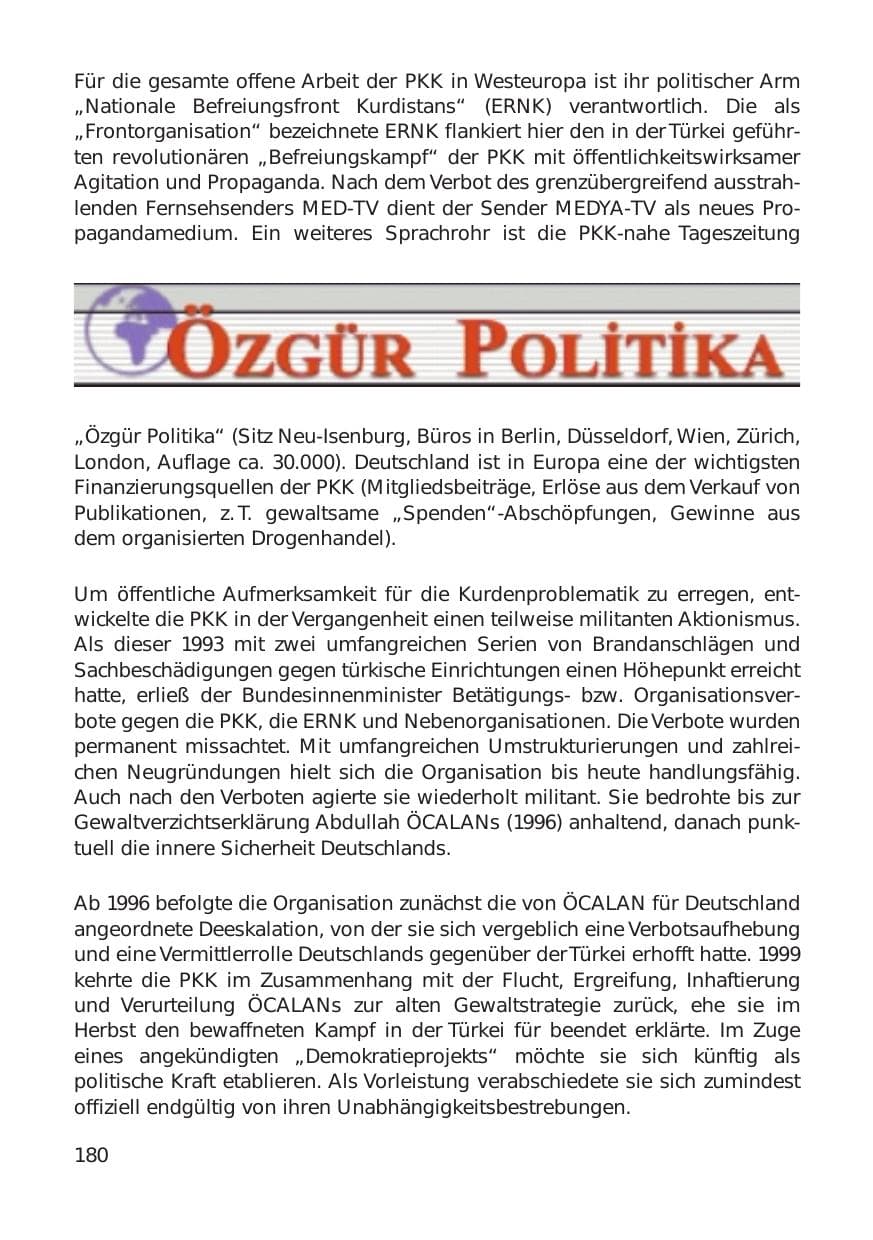 Seite 180 des Verfassungsschutzbericht 1999 Hamburg